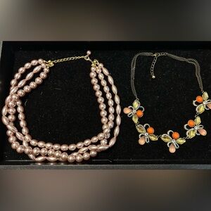 Elegant 9 Piece Light Pink Statement Necklaces